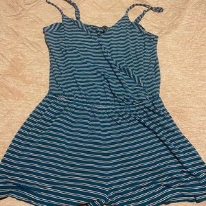 American Eagle Outfitters Teal, Burgundy & White Striped Tee